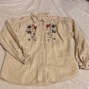 Floral Embroidered Button Down Shirt